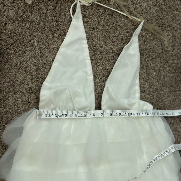 Indie Collection Born To Party Tiered Tulle Mini Dress Sz S/M White Bridal Fun - Picture 10 of 11
